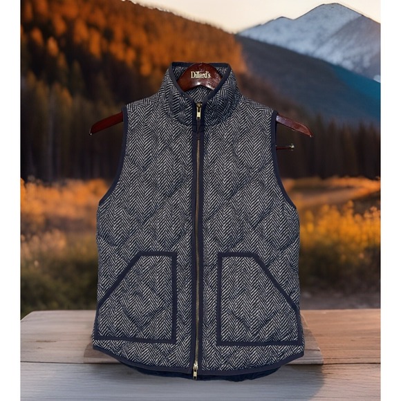 J Crew Vest Size Women XS Down Waterfowl Feather Insulation Preppy Sophisticated - Picture 1 of 7